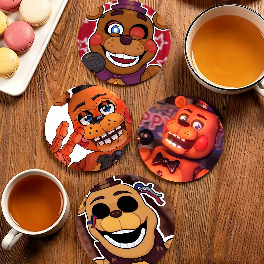 F-Freddy Fazbear F-FNAF Wooden Cup Mat Cappuccino Vodka Juice Water Coaster for Flower Shop