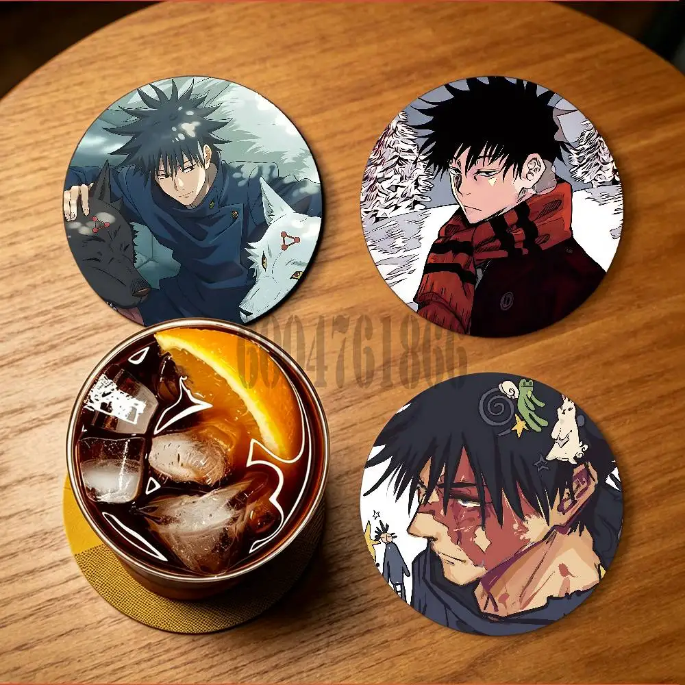M-Megumi Fushiguro Wooden Cup Mat Cappuccino Vodka Juice Water Coaster for Flower Shop