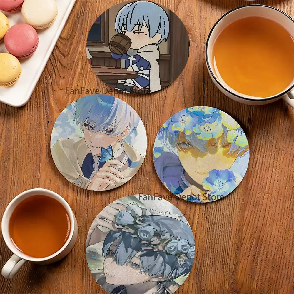 Frieren H-Himmel Round Coaster Non-slip table mat Insulated Coasters Kitchen Dining Room Tabletop Decor