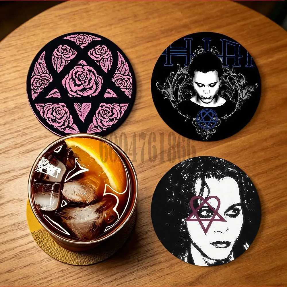 H-His Infernal Majesty Wooden Cup Mat Cappuccino Vodka Juice Water Coaster for Flower Shop