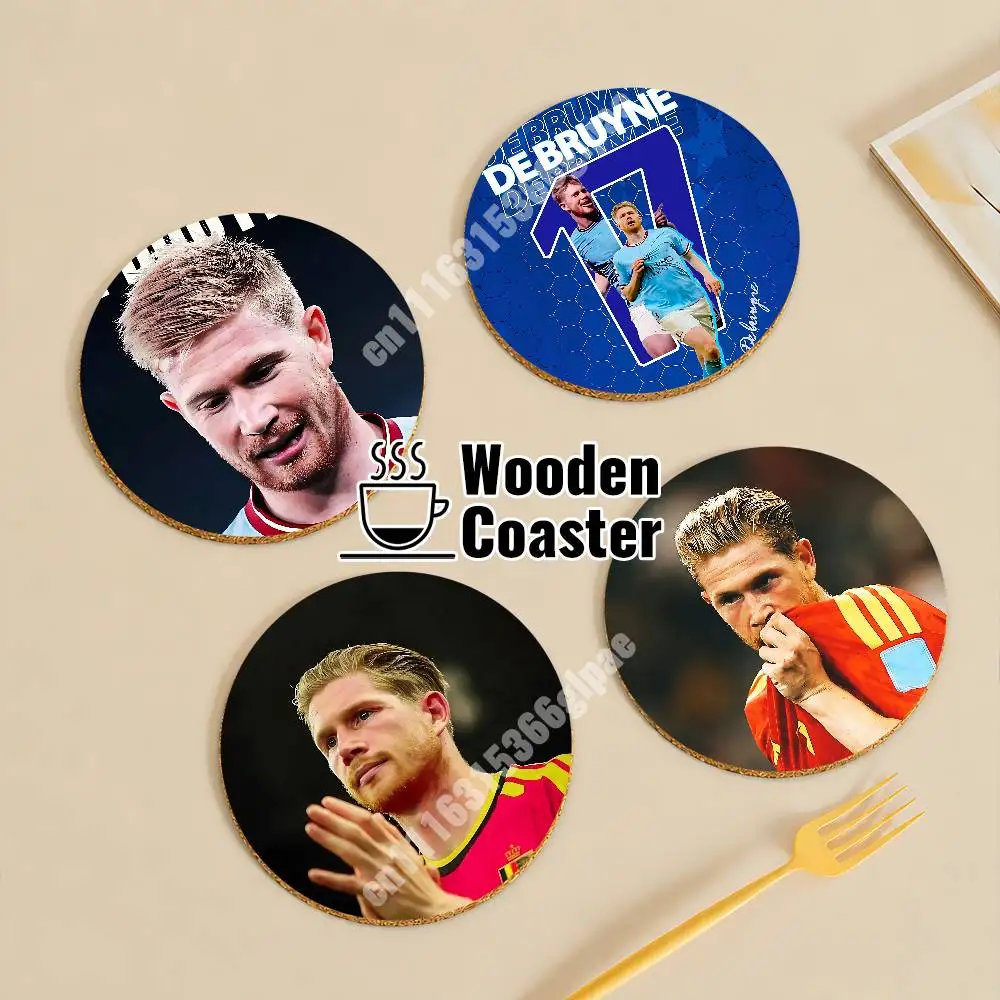 Football K-Kevin De B-Bruyne Belgium Team Wooden Cup Mat Cappuccino Vodka Juice Water Coaster for Flower Shop