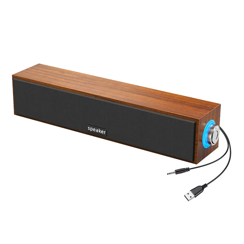 6W Wired & Bluetooth Soundbar E3090 Home Desktop Computer Speakers Dual-Speaker System Subwoofer Sound Hole USB Port 3.5mm Audio