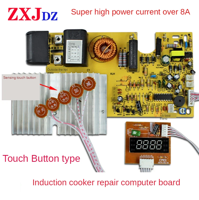 8A 2100W 220V Induction Cooker Motherboard Touch Screen Induction Cooker Motherboard General Circuit Modified Board Repair Board