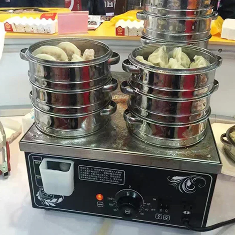 Commercial Electric Chinese Bun Steamer Food Steamer Machine With Temperature Control Commercial Steam Tank  220V 2100W