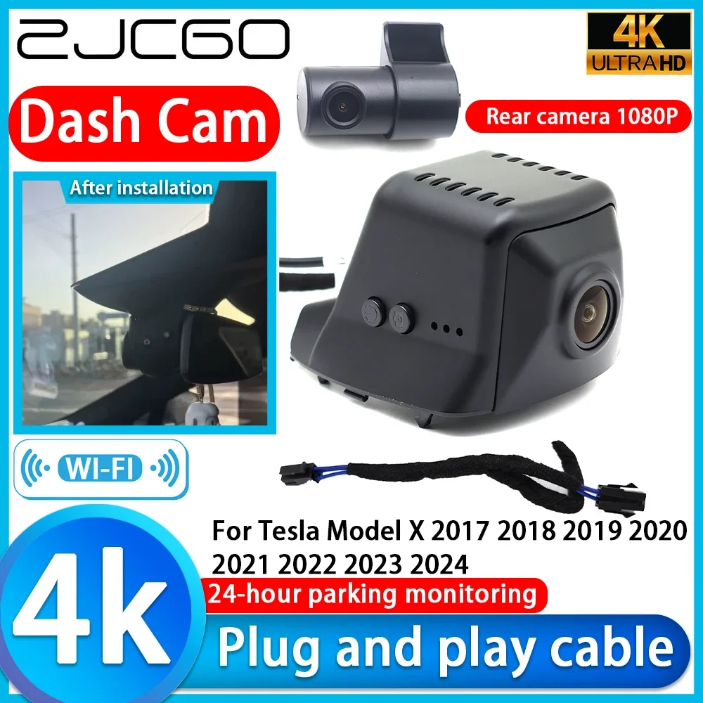 ZJCGO for Tesla Model X 2017 2018 2019 2020 2021 2022 2023 2024 Video Recorder 4K UHD Plug and Play DVR Dash Cam Camera