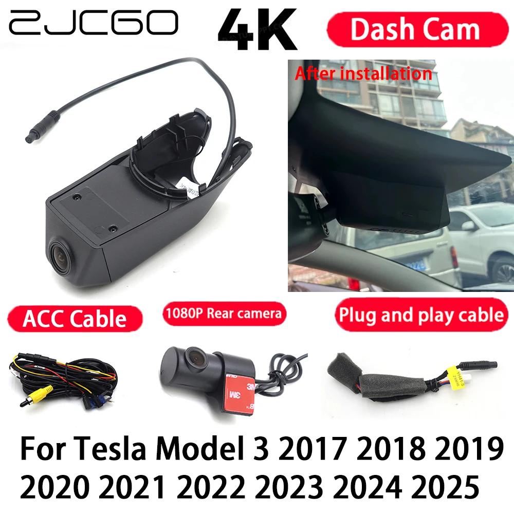 Car Camera 4K Plug and Play Dash Cam Video Recorder Night Vision for Tesla Model 3 2017 2018 2019 2020 2021 2022 2023 2024 2025