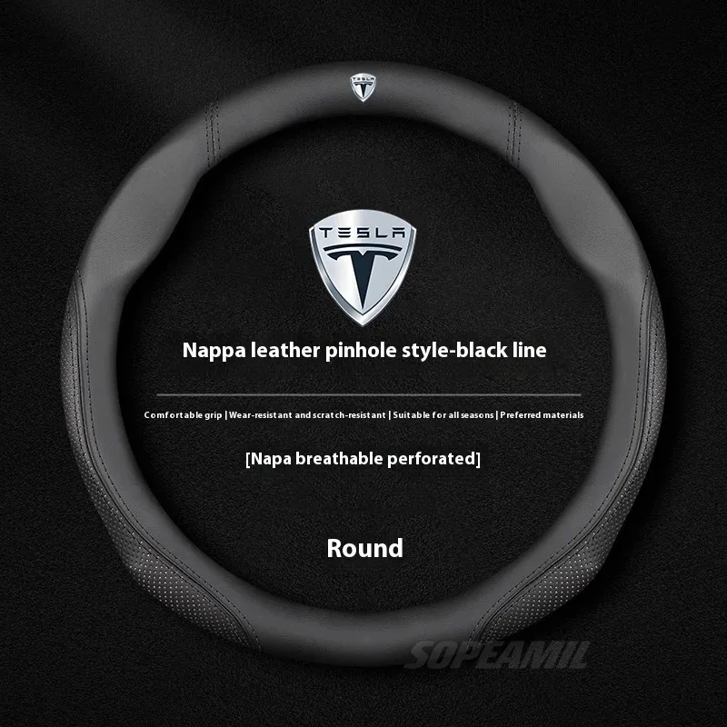 Tesla Model 3 Model Y Model S Model X Roadster Suede Leather Anti-slip Sports style Car Steering Wheel Cover Auto Accessories