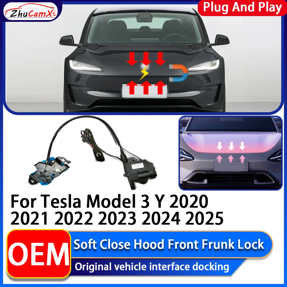 Soft Close Hood Front Frunk Lock Electric Cover Automatic Closer Plug and Play For Tesla Model 3 Y 2020 2021 2022 2023 2024 2025