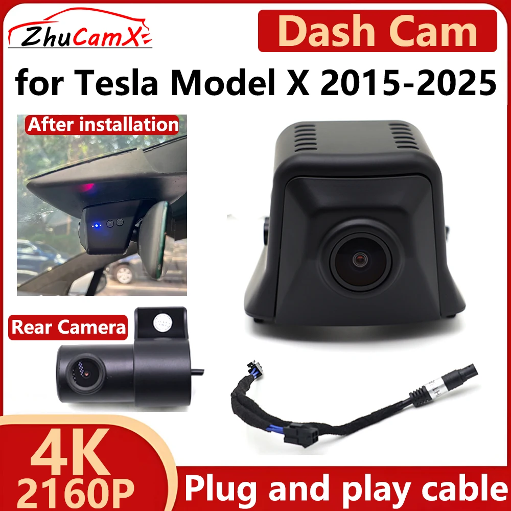 ZhuCamX for Tesla Model X 2015-2025 4K UHD 2160P Car DVR Dash Cam Camera Night Vision Recorder Plug and play