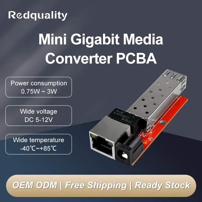 Gigabit Mini Fiber Media Converter,SFP Ethernet Switch,1 Fiber Port,1 RJ45 Port,5–12VDC,Optical Transceiver Suitable for Drones
