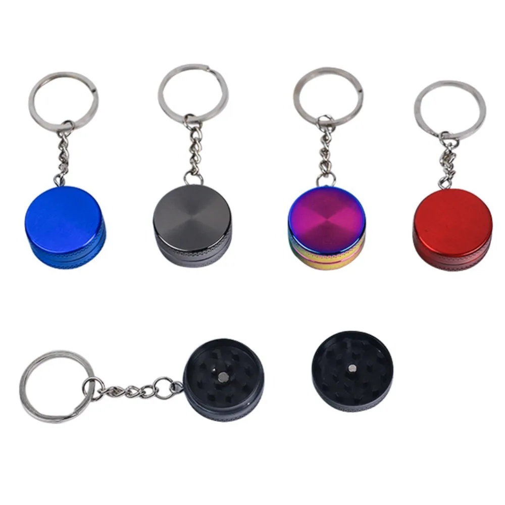 30mm Keychain Style Metal Herb Grinder Crusher Two Layer Manual Tobacco Grinder Portable Smoking Accessories