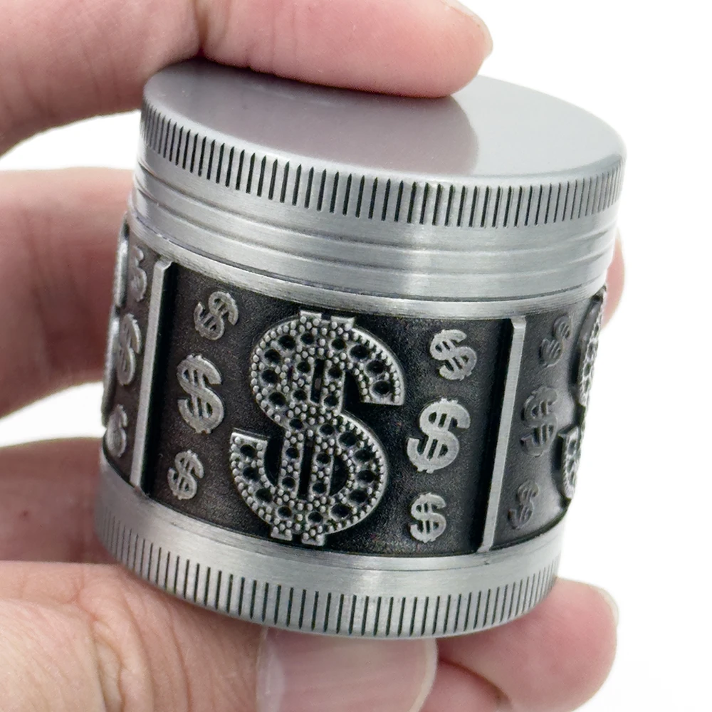 Portable 40mm Dollar Style Metal Grinder 4 Layer Screen Free Scraper Herb Crusher Gift