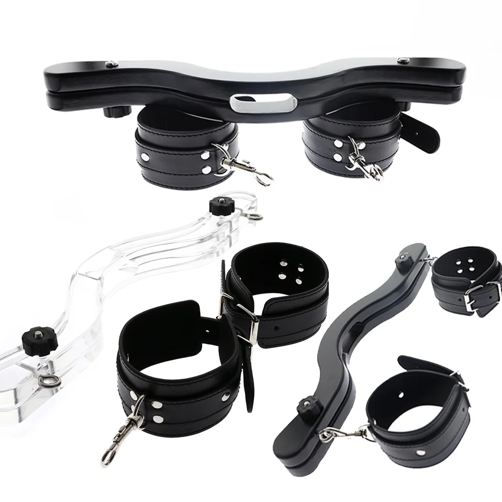 CBT Male Wooden Humbler Acrylic Ball Stretcher With Ankle Cuffs Crusher Scrotum Squeezer BDSM Cock Ring Bondage Adults Sex Toys