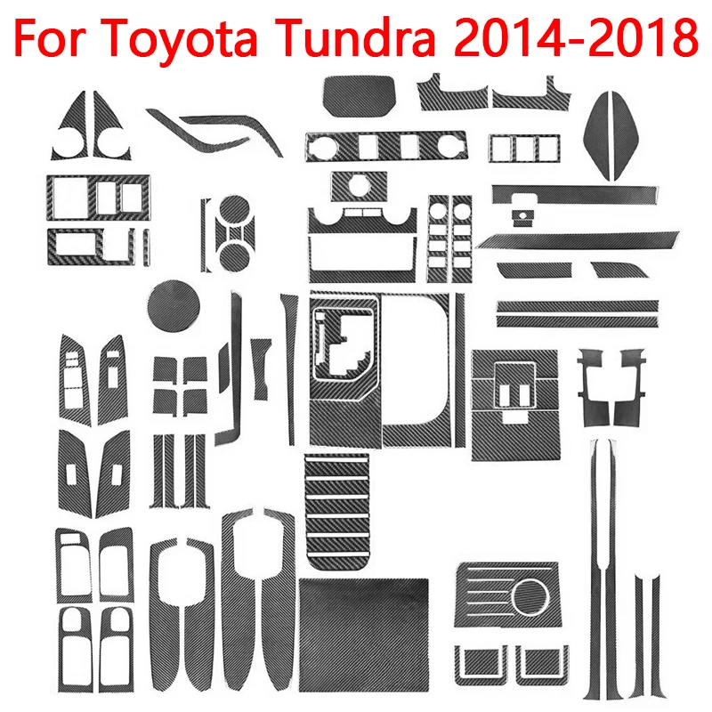 Carbon Fiber Black Stickers Cover Trim For Toyota Tundra 2014 2015 2016 2017 2018 Car Interior Decorative Accessories