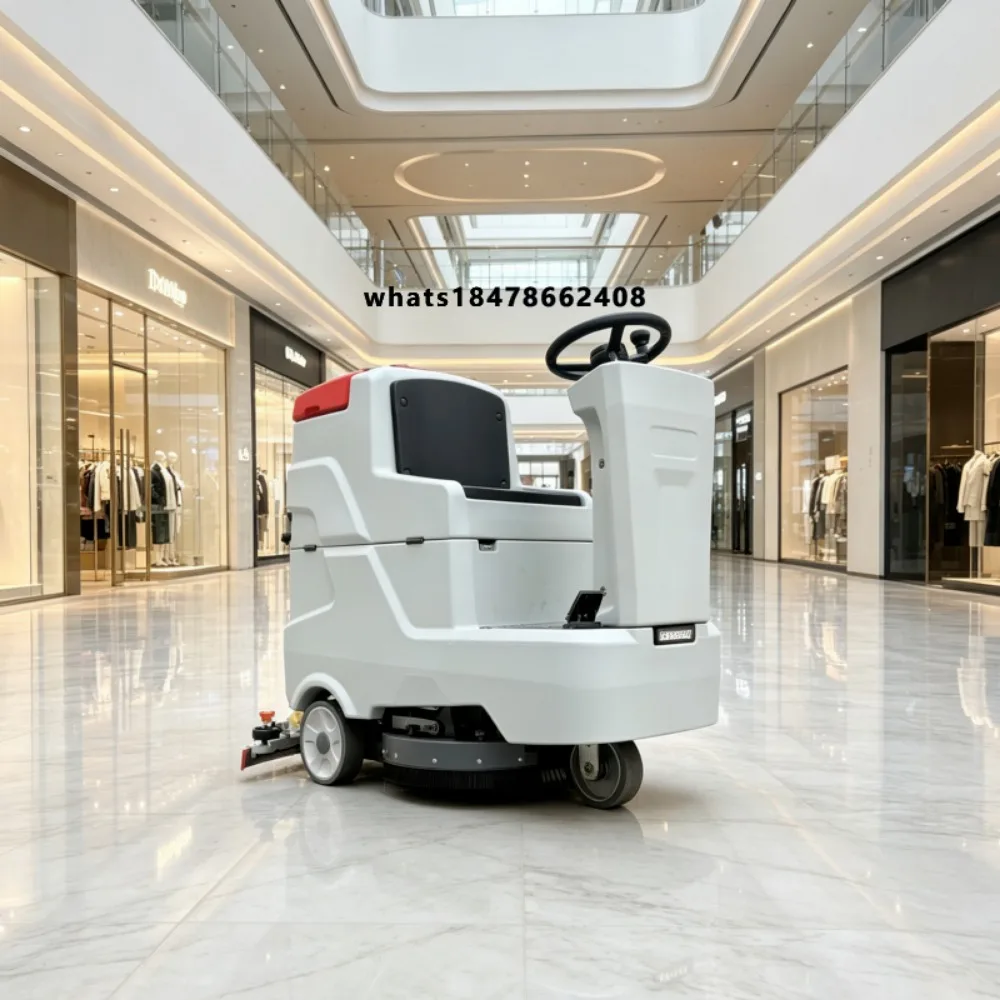 Electric Ride on Floor Sweeper Machine, Heavy Duty Industrial Cleaner for Factory Warehouse Parking Lot