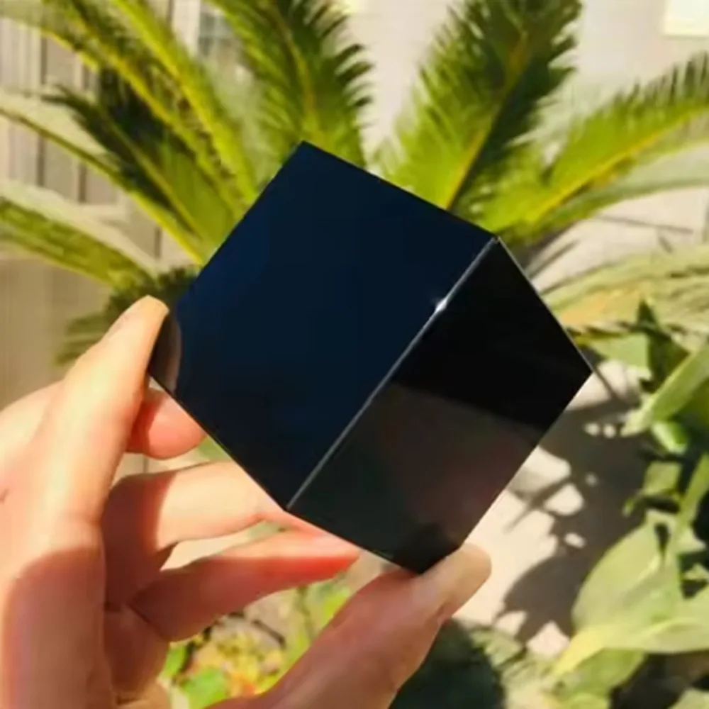 Natural Black Obsidian Cube Hexahedron Crystal Stone Meditation Yoga Balancing Desktop Paperweight Home Office Decor