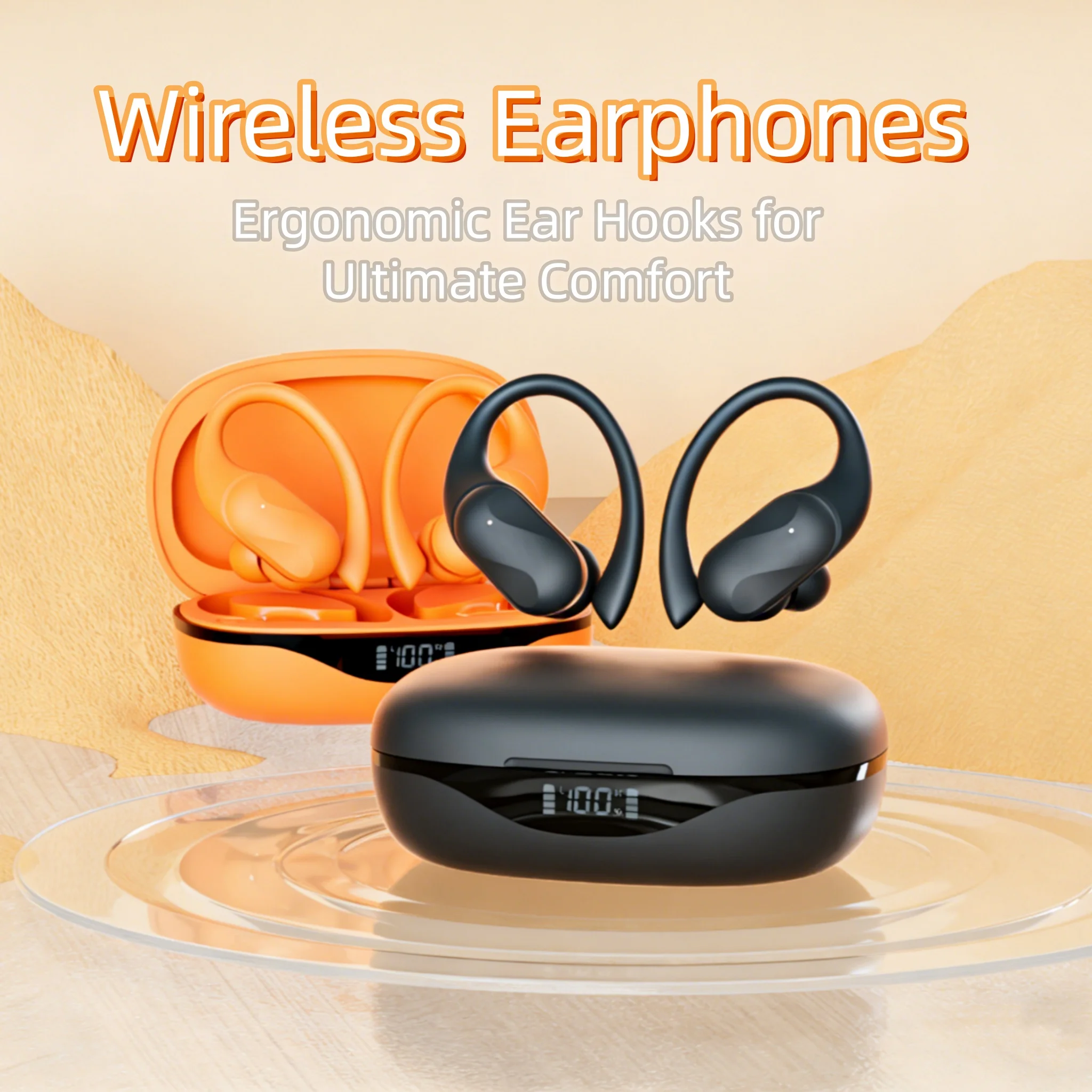 Ultra-Light OWS Earbuds 48H Long Battery Life LED Display AI Translation Sport Earhook Headphones For Gaming Travel