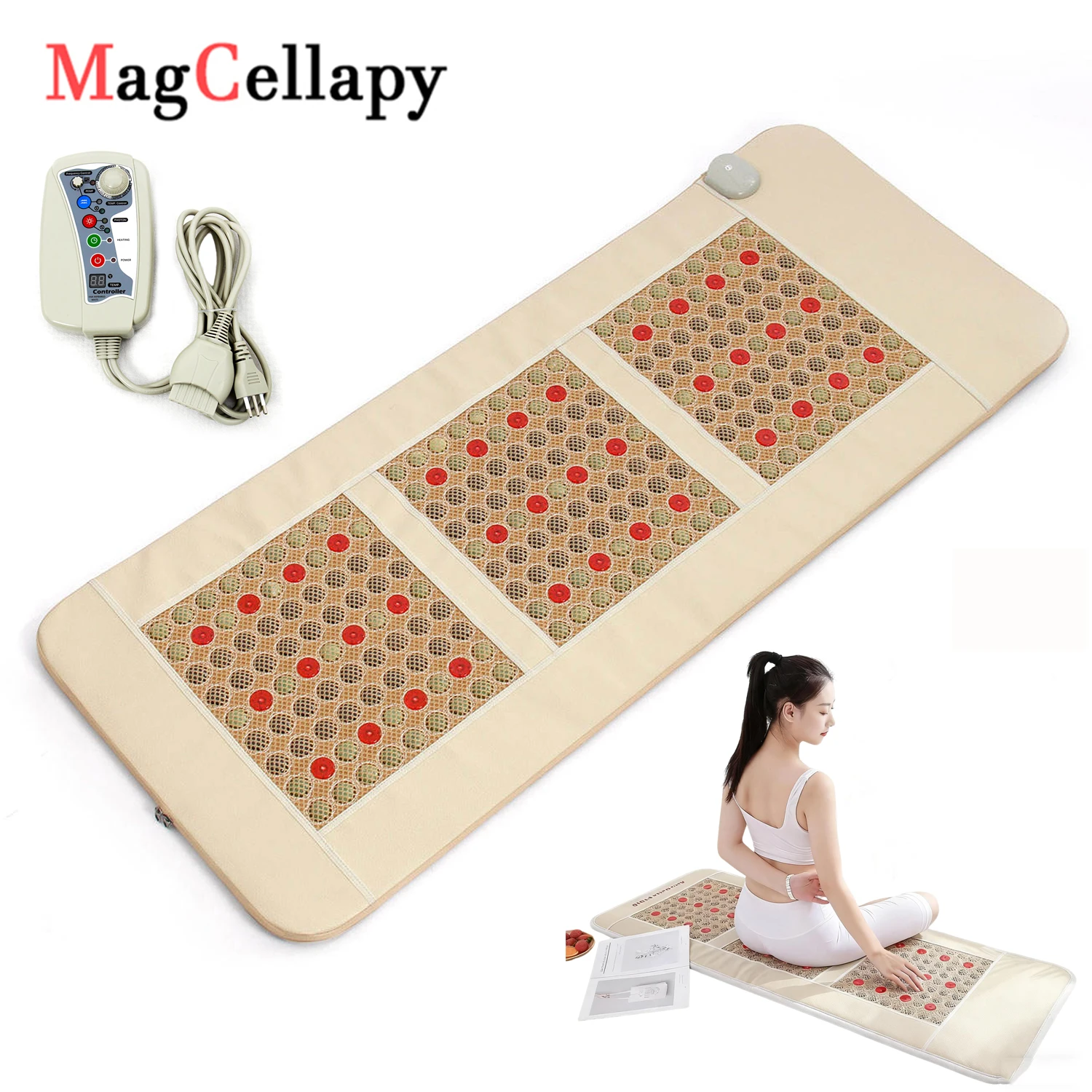 Photon Energy Massage Heating Pad PEMF Infrared Hot Stone Full Body Massage Yoga Pad Magnetic Field Pulse Relieves Fatigue