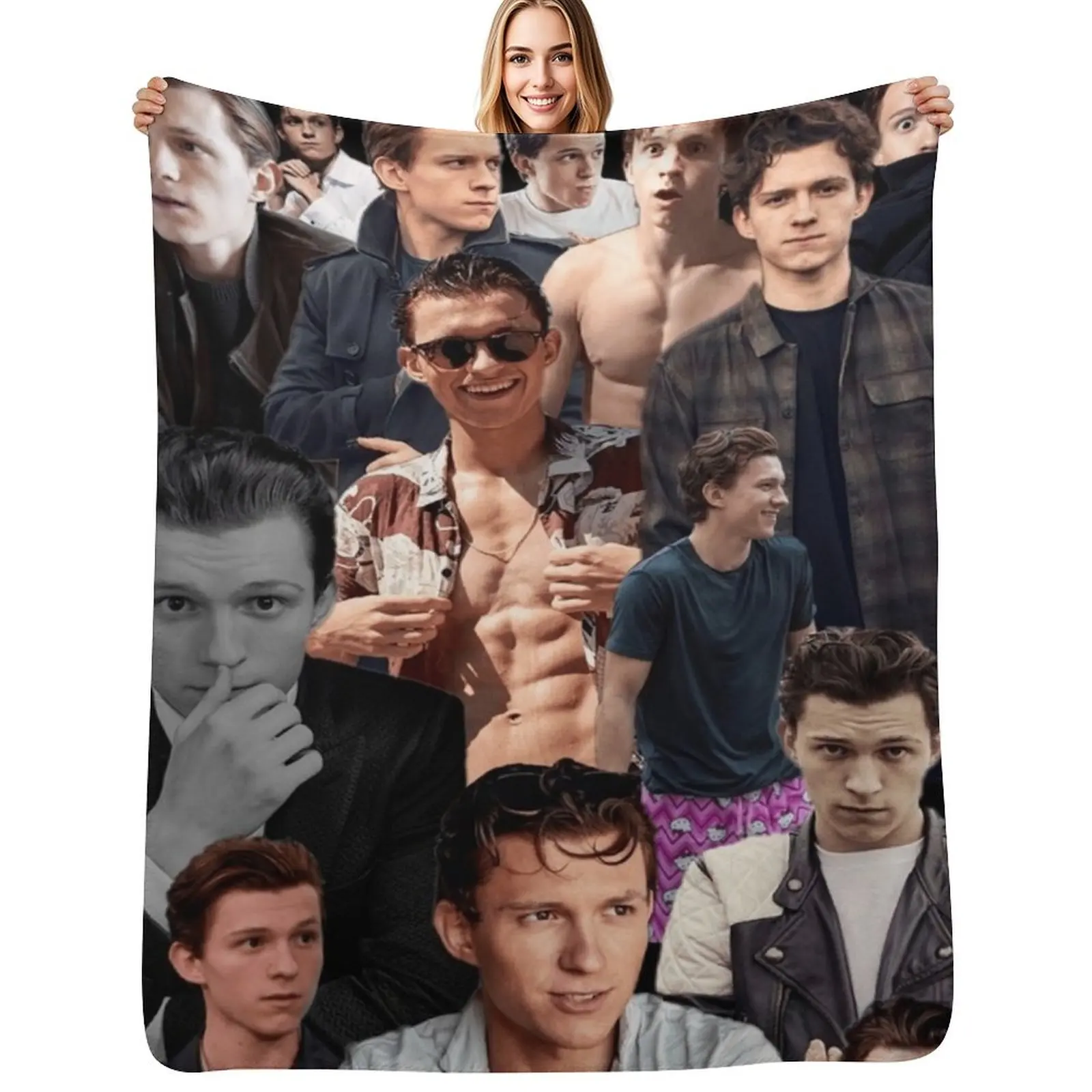 Tom Holland Collage Throw Blanket Soft Sherpa Fleece Warm Blanket for Winter