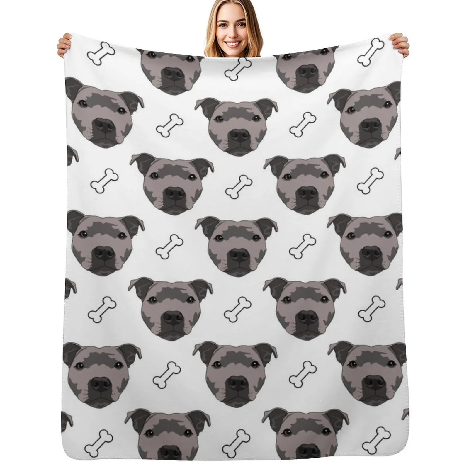 Flo The Staffie Throw Blanket Polar Stuffeds Multi-Purpose Sofa Throw warm for winter for winter Blankets