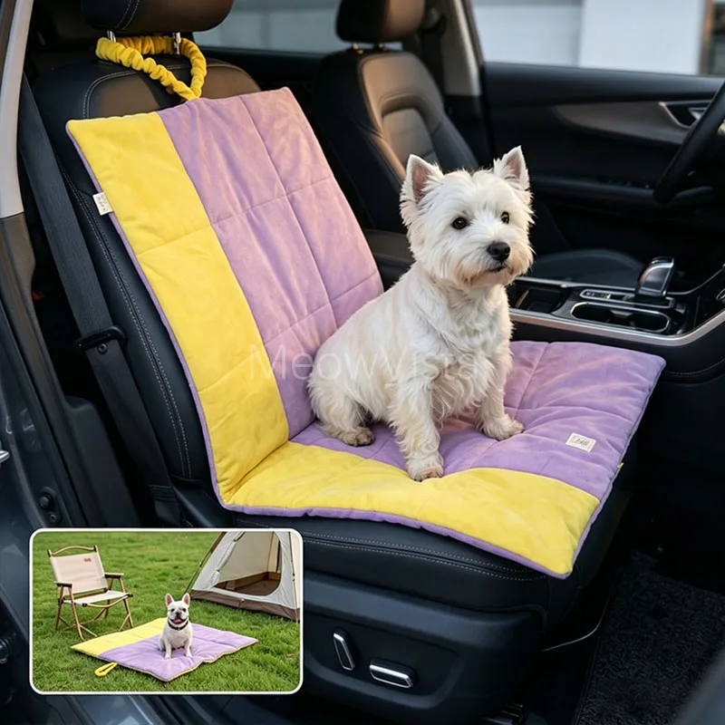 Portable Foldable Dog Car Seat Mat Anti-dirty Washable Soft Suede Pet Travel Cushion Dual-use Outdoor Camping Blanket for Pets