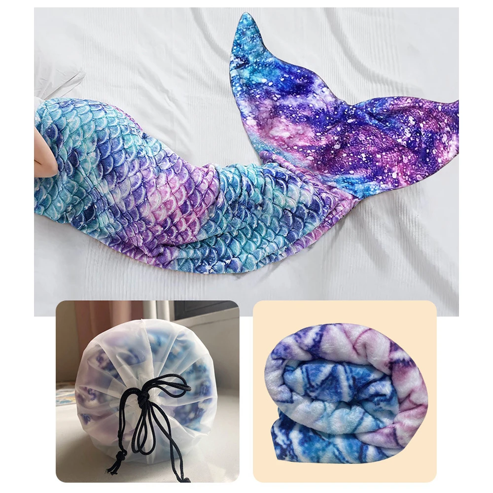 Mermaid Blanket Sleeping Bag Anti Kick Flannel Quilt Soft Fabric High Color Fastness Children Birthday Gift Fish Tail