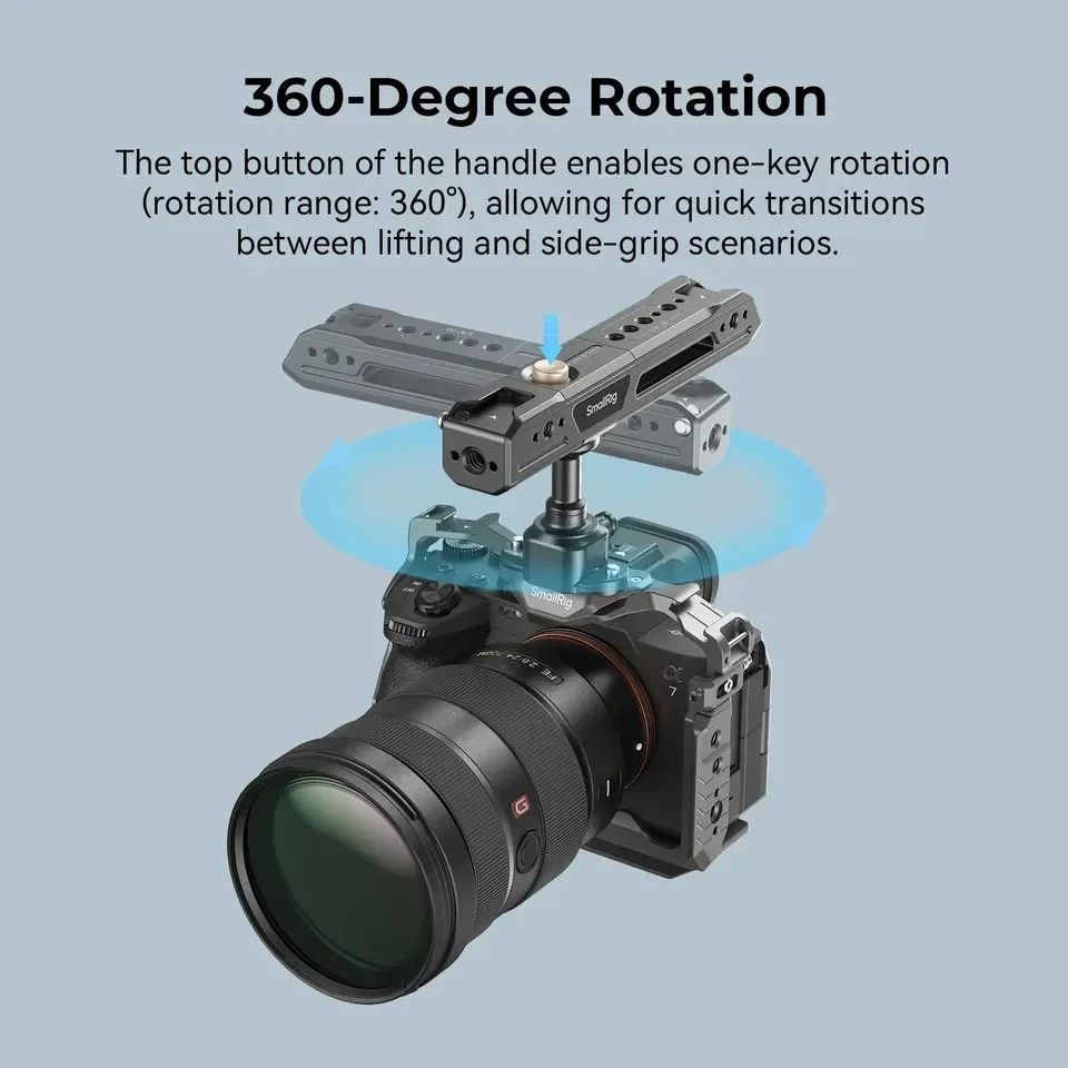 2026 For SmallRig 4152 360-degree Rotating Top Handle NATO Clamp Elongated 162mm Versatile Mounting Port Microphones Light Magic