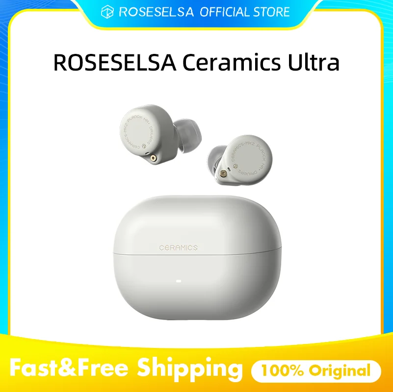 ROSESELSA Ceramics Ultra Wireless Earbuds 50dB Hybrid ANC HiFi Earphones LHDC LDAC 4Mic AI Noise Reduction 40H Battery