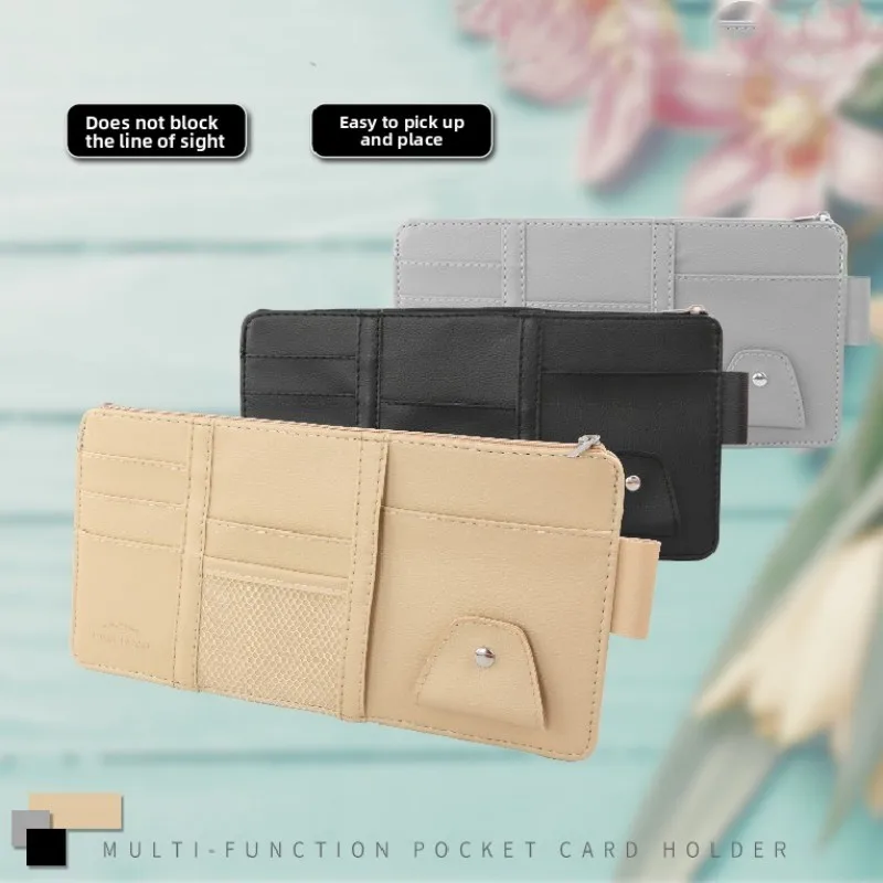 Car Sun Visor Bill Pen Business Card Holder Storage Box Sunglasses Clip Cards Holder Portable Ticket Card Stowing Tidying Pocket