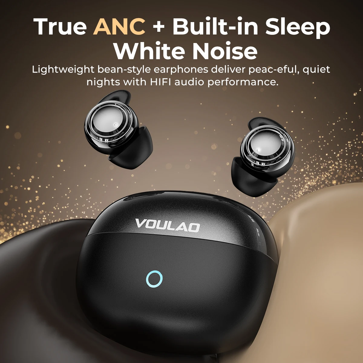 VOULAO VL02 Sleep Aid In Ear Wireless Bluetooth Earbuds HiFi Stereo Headphones 30H Playtime Enhanced Comfort With White Noise