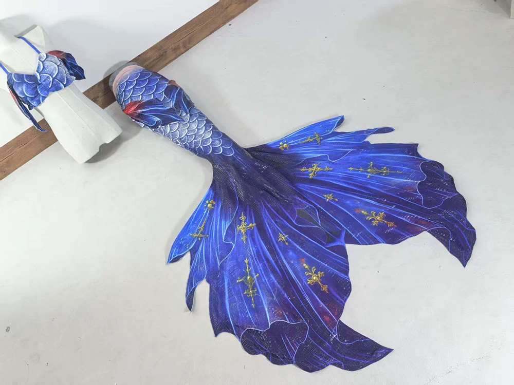 Hot Stamping Shiny Mermaid Tail Adult Mermaid Tail Fish Belt Gauze Oceanarium Cosplay Beauty Shooting Performance Suit Swimsuit