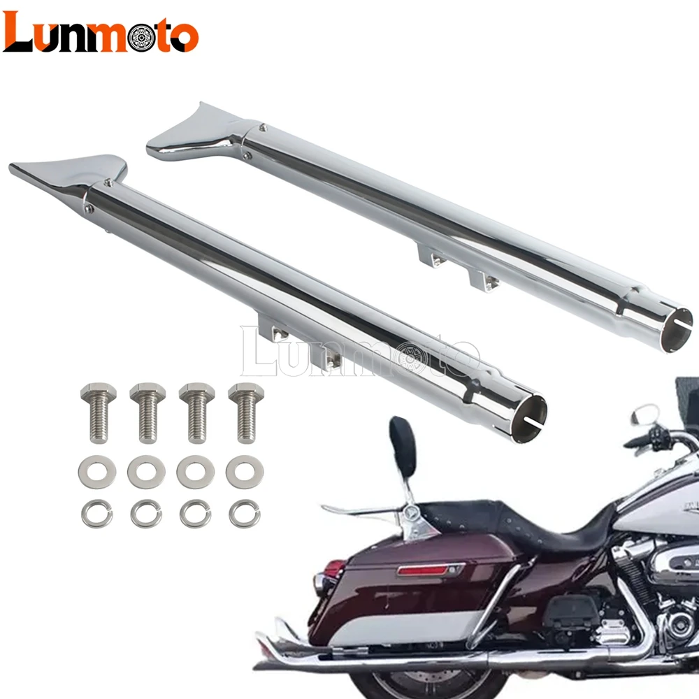 Rear Fishtail Exhaust Pipe Motorcycle Dual Muffler For Harley Touring Road King Street Electra Road Glide 2008-16 Steel Mufflers
