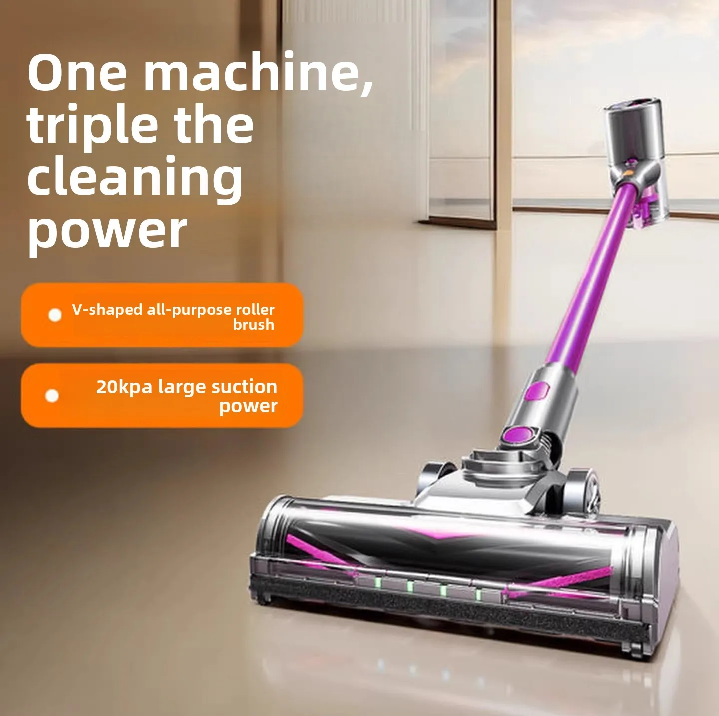 Wireless Vacuum Cleaner Household Sweeping and Pulling All-in-one Machine, Green Light Dust Display S8 Large Suction Desktop