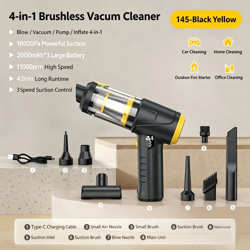 CE New Mini Blower Cordless Car Vacuum Cleaner Wireless Portable Strong Suction Cleaner HandHeld Vacuum Cleaner Cleaning Machine