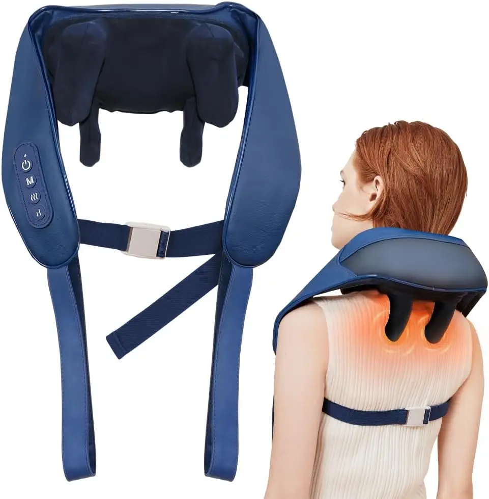 Neck and Shoulder Massager for Pain Relief Deep Tissue - Adjustable Shiatsu Neck Massage with Heat, Hands-Free Design Portable D