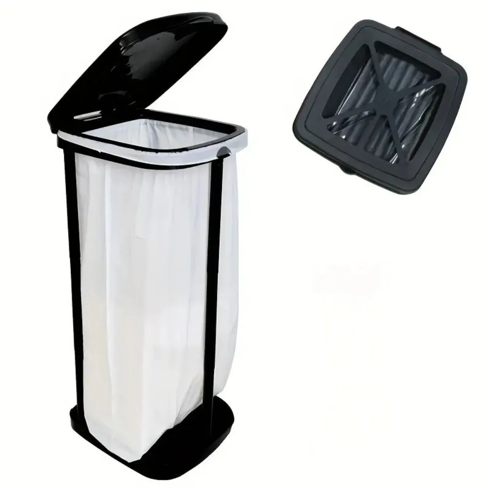Adjustable Height Garbage Bag Holder ABS Plastic Foldable Retractable Telescopic Trash Can Rack Portable Design with Lid