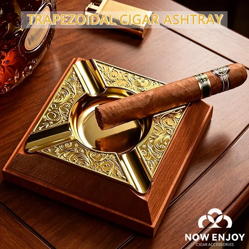 NOW ENJOY Luxurious Trapezoidal Ashtray With Large Diameter Ash Chamber For Cigar Office/ home Use Cigar Accessory Men's Gift.