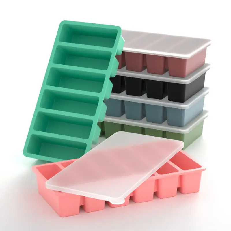 Silicone Ice Mold A box Of Six Bars With A Lid Ice Tray Home Long Tumbler Kitchen Ice Model Juice Mixers Ice-cream Use Dessert