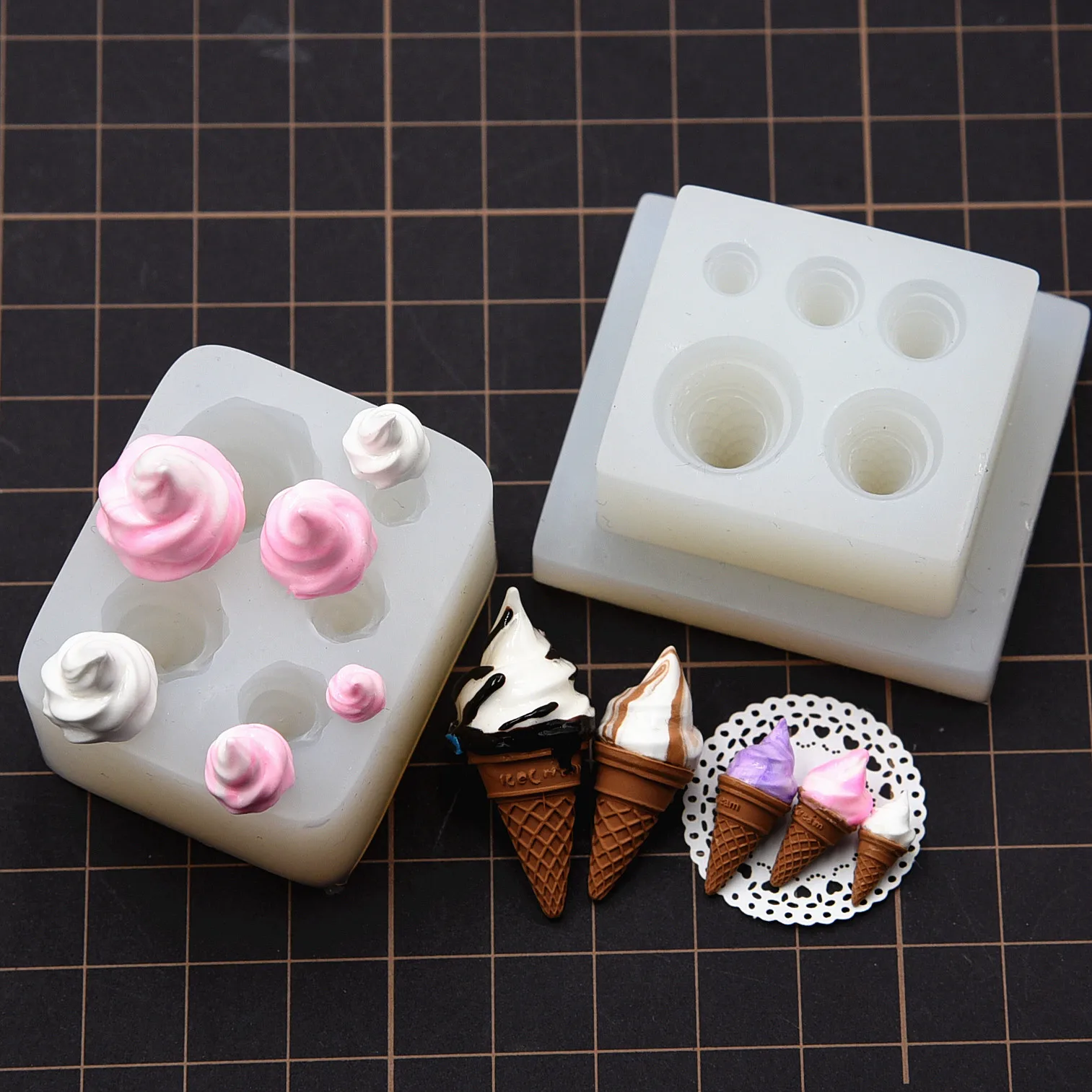 Mini Cute Ice Cream Silicone Mold Ultra Light Clay Miniature Handicraft DIY Molds