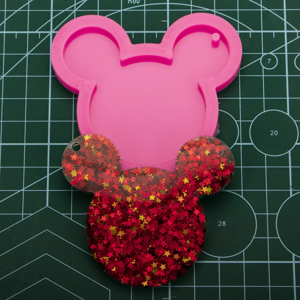 Silicone Coffee Cup Mouse Head Keychains Mold for DIY Epoxy Resin Craft Phone Grip Ice Cream Molds, Chocolate Cake Molds DY0055