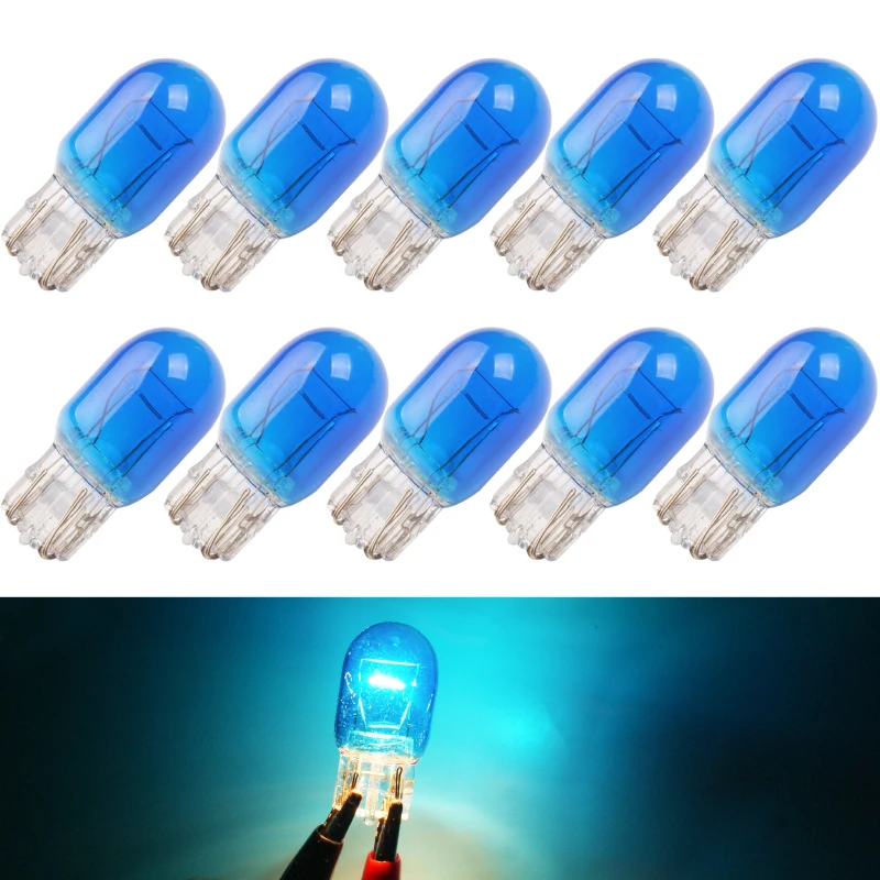 10pcs car T20 W21/5W 7440 7443 halogen light brake bulbs Tail Light Stop Light Turn Signal DRL 12v Ice blue glass Car Styling
