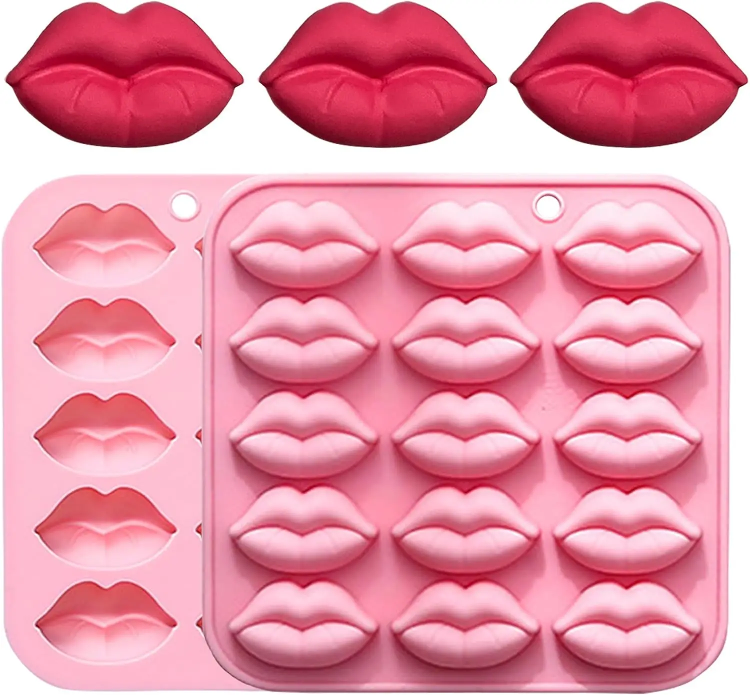 15-hole Lip Silicone Molds 3d Women Lips Holiday's Day Fondant Chocolate Mold for Candy, Candles, Ice Cube, Wedding Party Decor