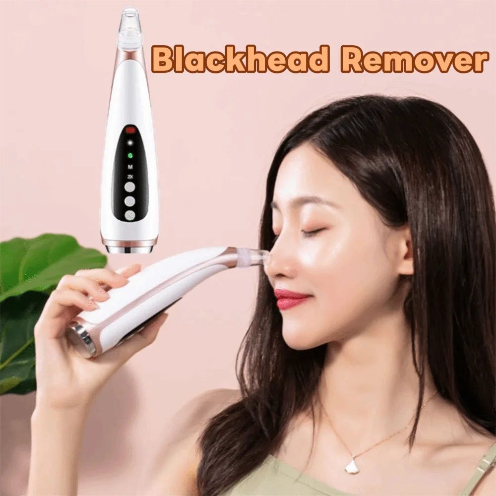 With 6 Replacement Head Electric Blackhead Remover Deep Cleaning Strong Suction Facial Pore Cleaning Device Professional