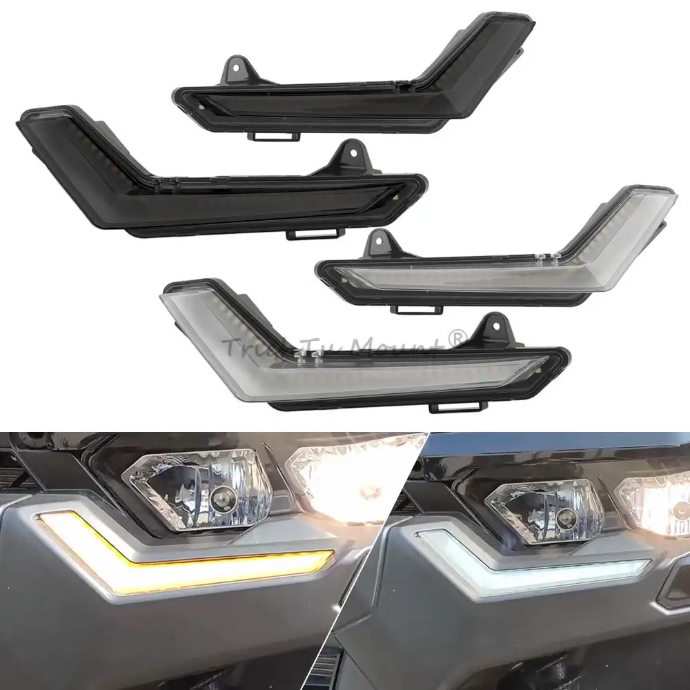 UTV Yellow Flowing Turn Signal Lamps White DRL Front LED Accent Light For Can-Am Defender Max 20-25 Commander Max 21-25