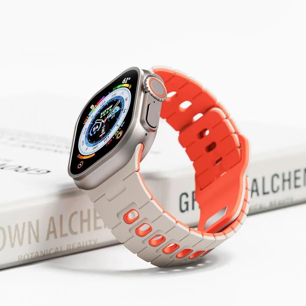 NEW Design Silicone Strap for Apple watch ultra2 band 49mm Series 10 46mm correa Sport bracelet iwatch 9 8 7 6 5 SE 42-45mm 44mm