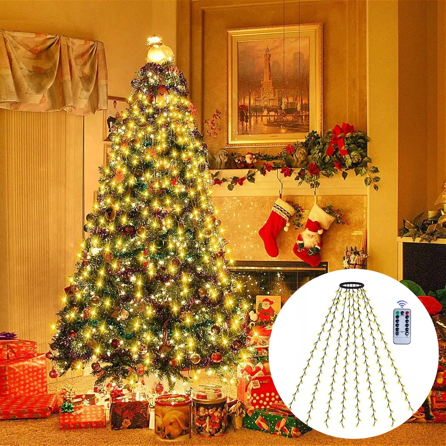 8 Modes USB Christmas Tree Mesh Light Decorative Light String Indoor Garden Wedding Halloween Decoration LED Light Strip