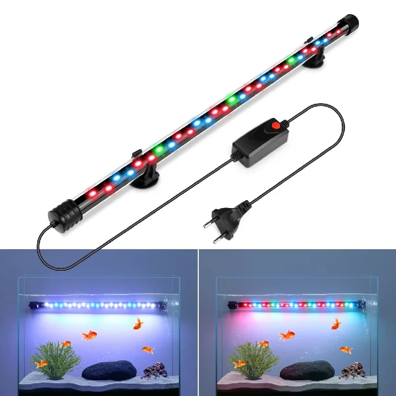 220V Strip Aquarium Light LED Waterproof Fish Tank Light Underwater Decor Lighting Submersible Lamp Plant Grow Lamp 18-48CM