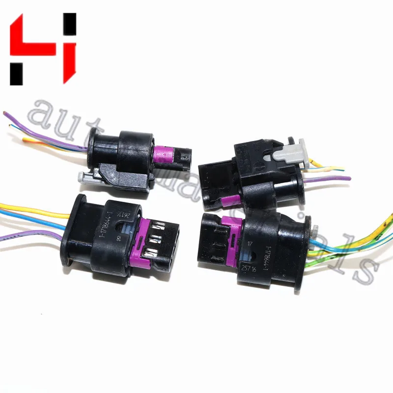 4 Pieces 3 PIN PDC Parking Sensor Plug Connector Wire For VAG For VW For Audi Seat Skoda For Mercedes 4F0973703 1-1718644-1