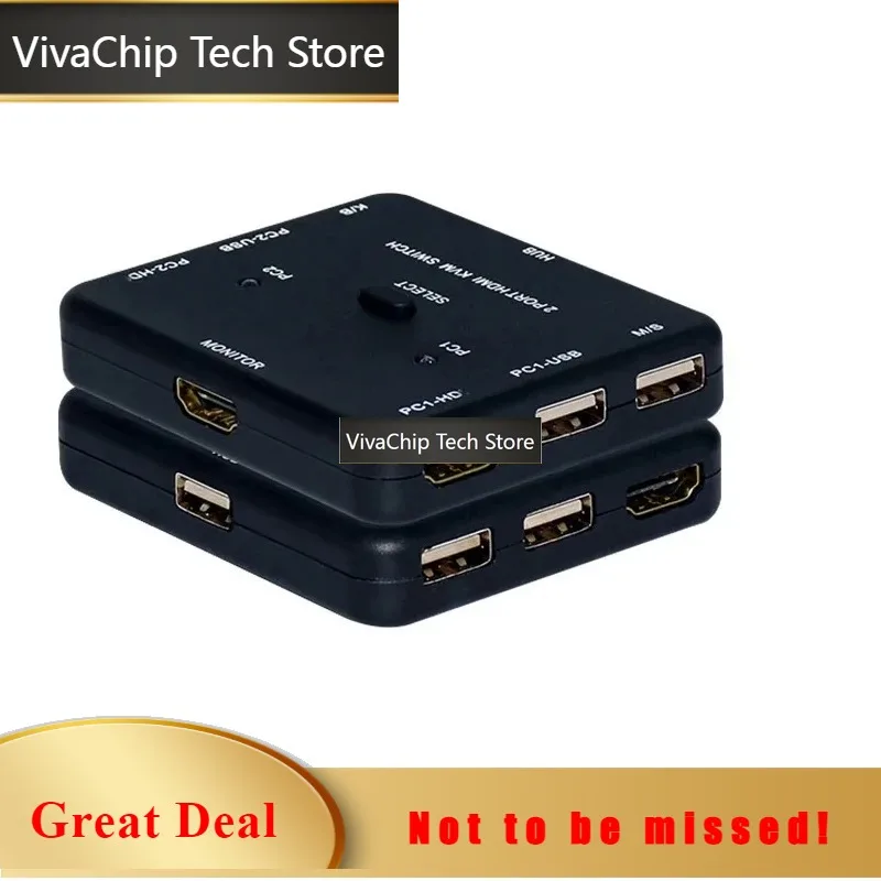 VivaCTKVM Switch 4K HDMI-Compatible Splitter USB Hub Switcher Transfer Adapter Phone Charger Multiple Expander Dock For LCD Comp