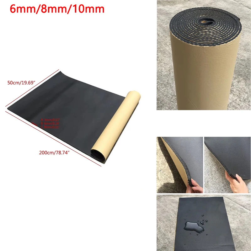1 Roll 200cmx50cm 6mm/8mm/10mm Adhesive Closed Cell Foam Sheets Soundproof Insulation Home Car Sound Acoustic Insulation Thermal